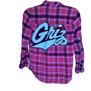 UM Griz Flannel Button Down Shirt Kids SIZE 14 University of Montana Football